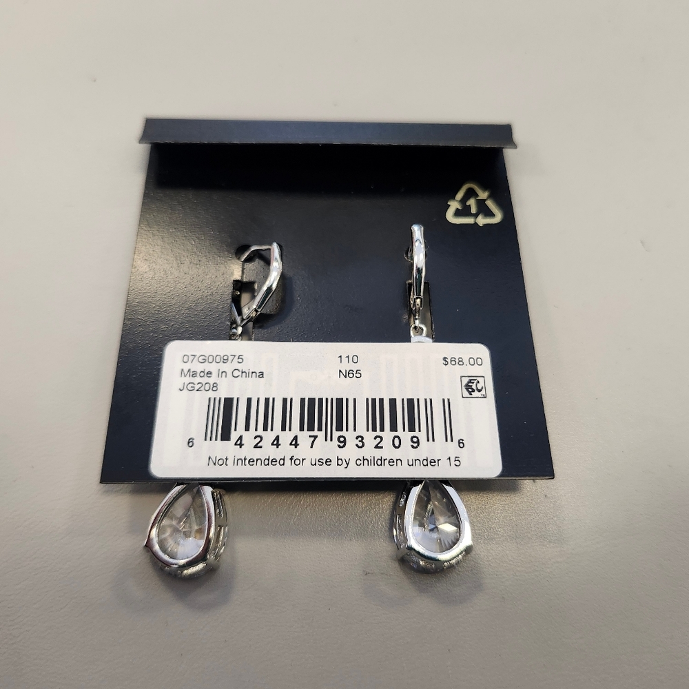 NWT Givenchy Silver-Tone Cubic Zirconia Triple Drop Earrings - Picture 2 of 4